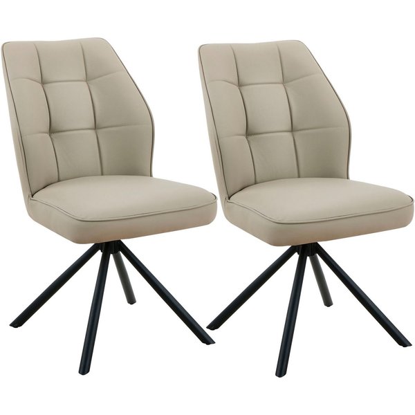 HELA 4-Fußstuhl BRAGA (Set, 2 St), XL Sitzbreite, 360° drehbar mit Auto-Return, Echtleder