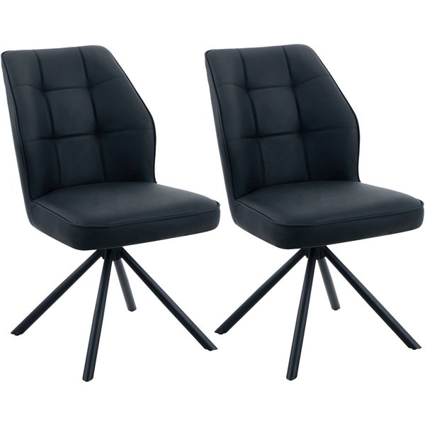 HELA 4-Fußstuhl BRAGA (Set, 2 St), XL Sitzbreite, 360° drehbar mit Auto-Return, Echtleder