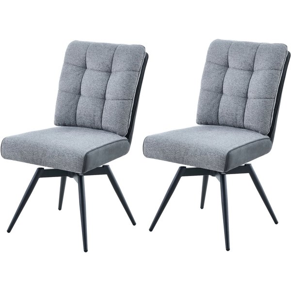 HELA 4-Fußstuhl TOMAR (2 St), XL Sitzbreite, 360° drehbar, mit Federkorb, Materialkombi