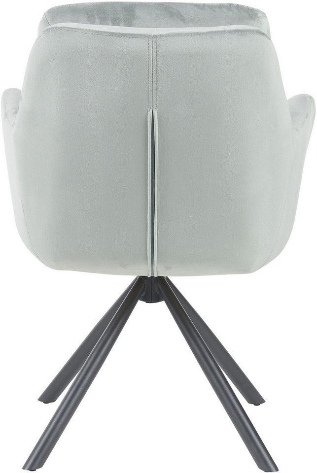 HELA Armlehnstuhl PARMA (Set, 2 St), 2er Pack, 360° drehbar, 4-Fuß, Kissenoptik, Samtvelour, Armlehnen – Bild 5 von 5