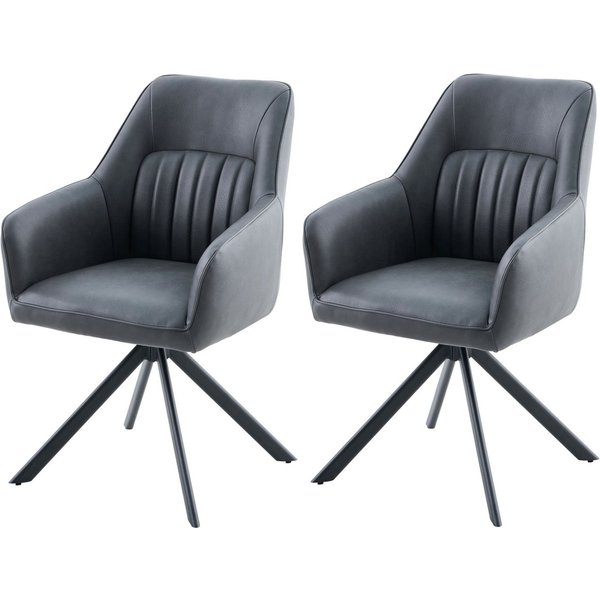 HELA Armlehnstuhl POLINA (Set, 2 St), 4-Fuß, 360° drehbar, Ovalrohrgestell, Armlehnen, Lederoptik