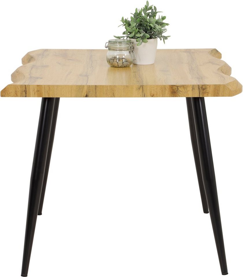 HELA Baumkantentisch GABI IV, Baumkantenoptik (Face Up), 90x90 cm, praktisch für kleine Räume – Bild 2 von 5