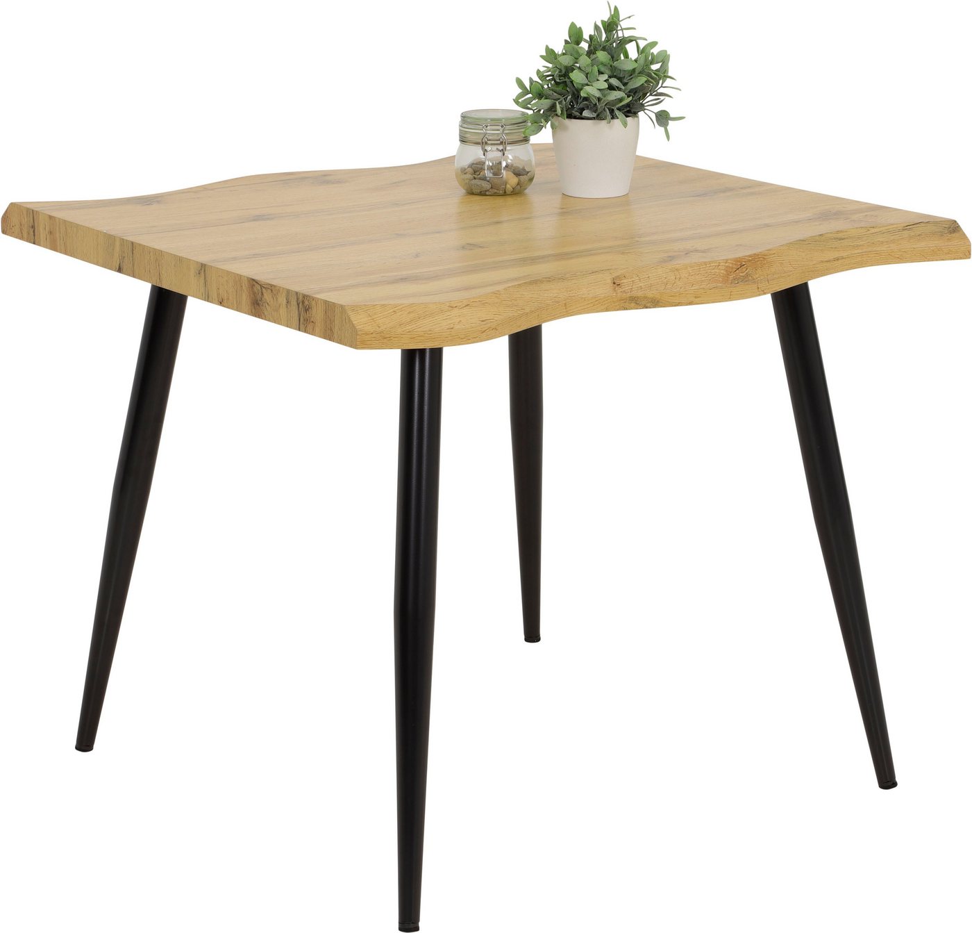 HELA Baumkantentisch GABI IV, Baumkantenoptik (Face Up), 90x90 cm, praktisch für kleine Räume – Bild 3 von 5