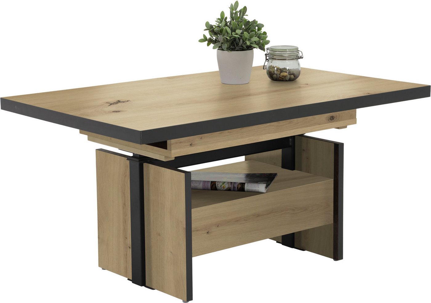 HELA Couchtisch Noah, ausziehbar und höhenverstellbar, mit Schubkasten, vintage look – Bild 4 von 5