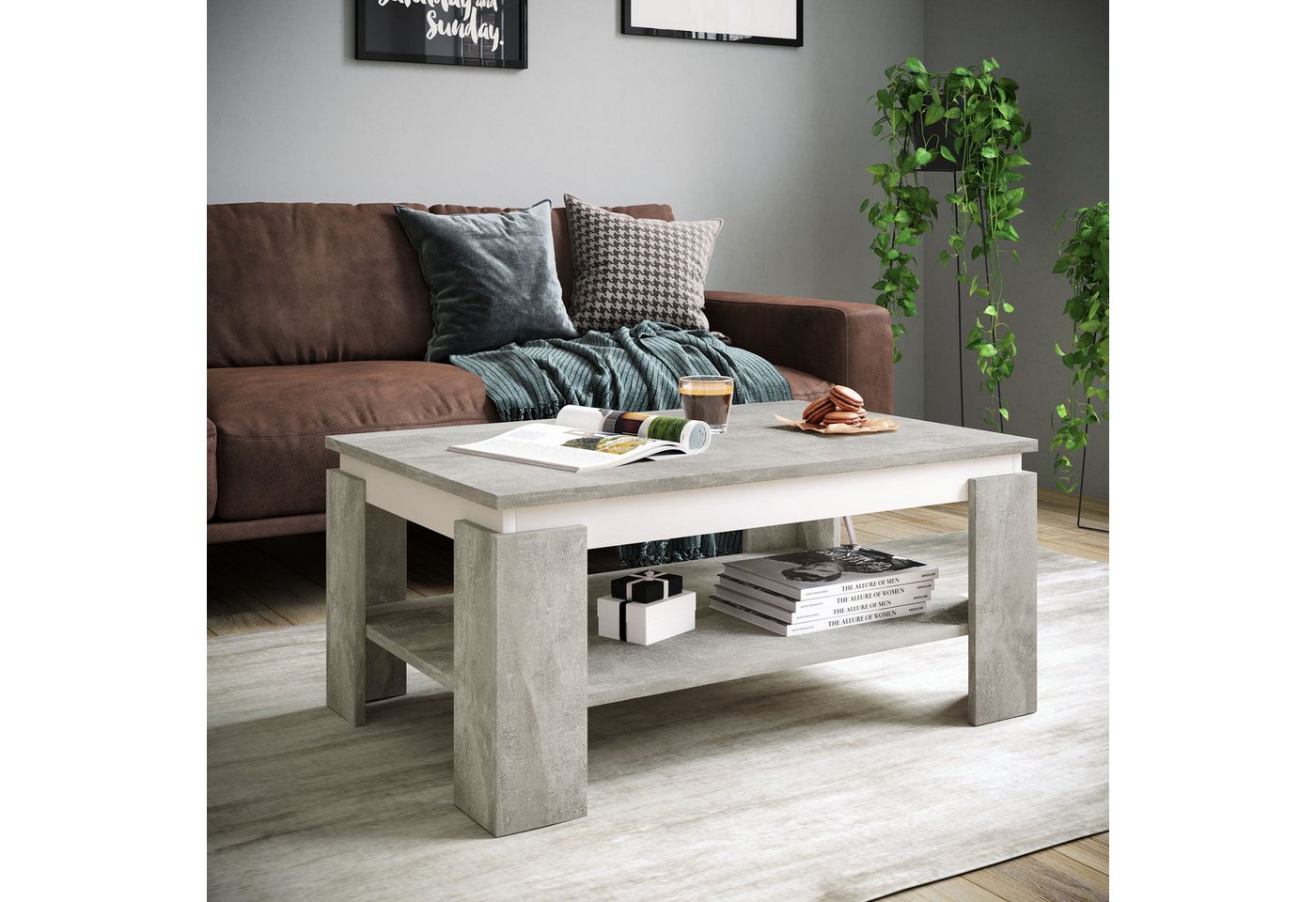 HELA Couchtisch TIM, mit Ablageboden, quadratisch oder rechteckig – Bild 4 von 5