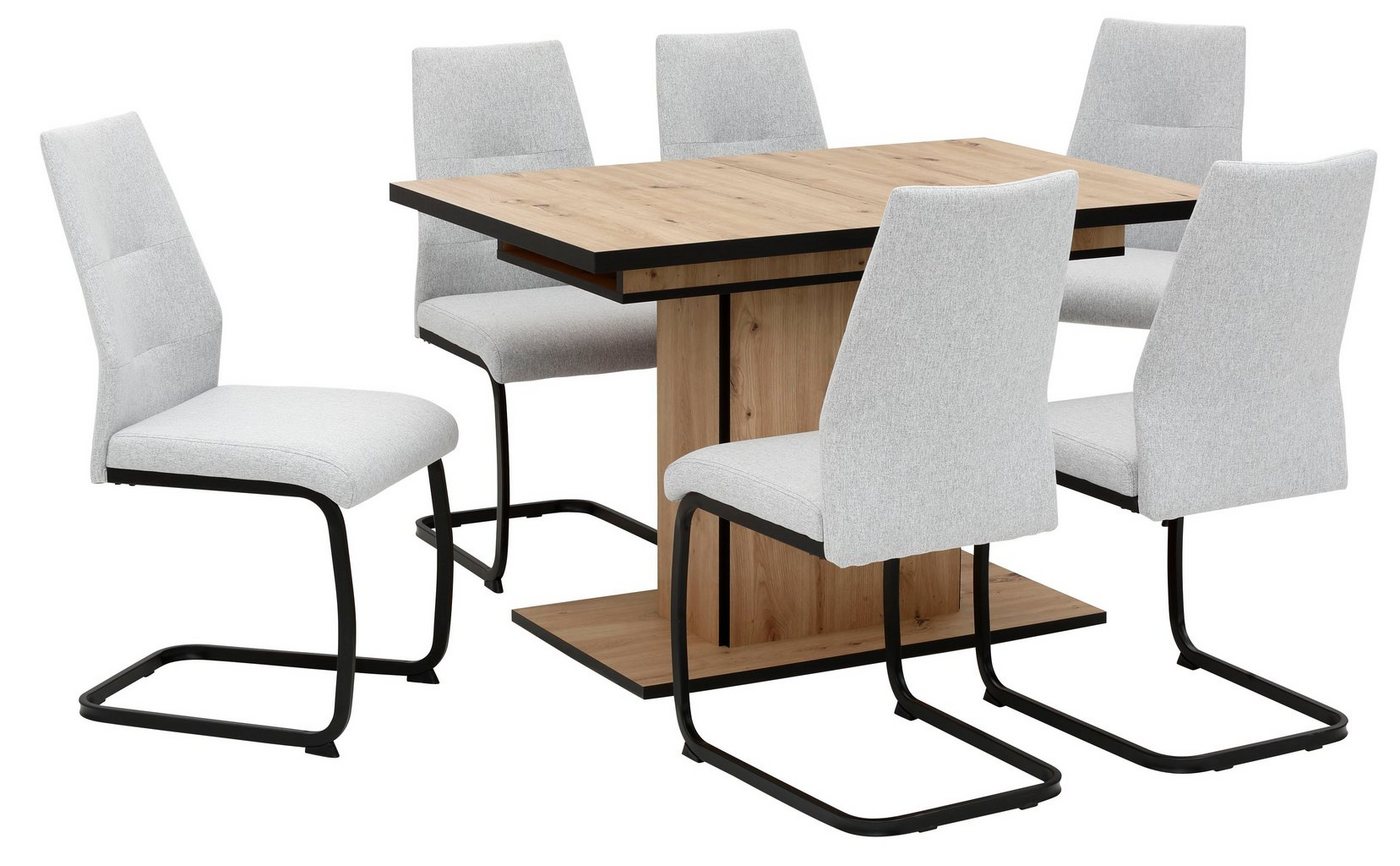 HELA Essgruppe Ariana, Esstisch mit 6 Stühlen, ausziehbarer Küchentisch, (Set, 7-tlg., 1 Tisch ausziehbar / 6 Stühle), Tisch 120-160cm, 6 Stühle mit hoher Belas – Bild 2 von 5