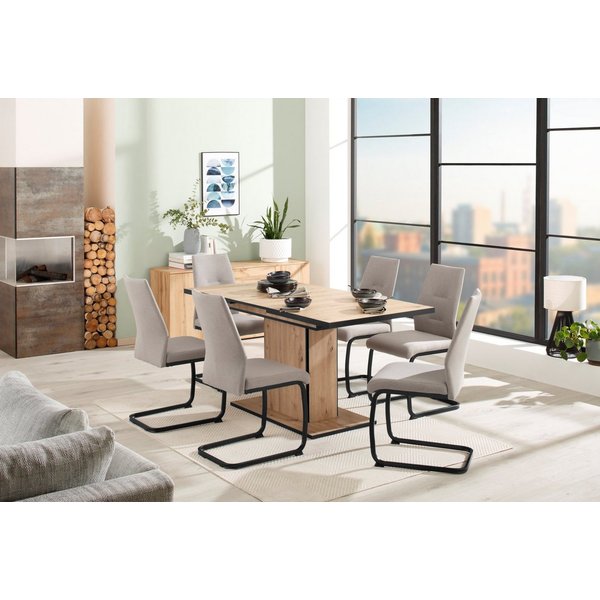 HELA Essgruppe Ariana, Esstisch mit 6 Stühlen, ausziehbarer Küchentisch, (Set, 7-tlg., 1 Tisch ausziehbar / 6 Stühle), Tisch 120-160cm, 6 Stühle mit hoher Belas