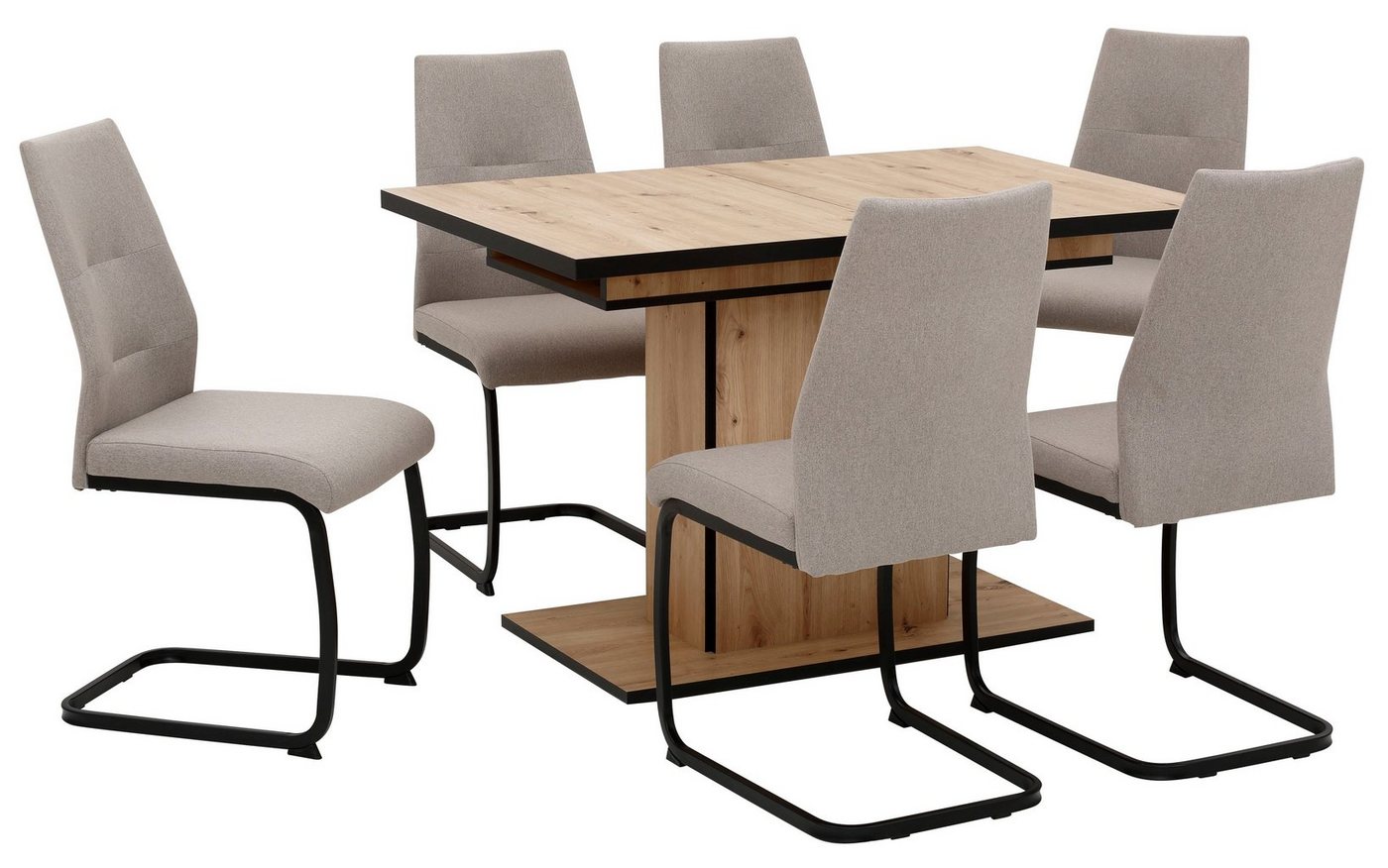 HELA Essgruppe Ariana, Esstisch mit 6 Stühlen, ausziehbarer Küchentisch, (Set, 7-tlg., 1 Tisch ausziehbar / 6 Stühle), Tisch 120-160cm, 6 Stühle mit hoher Belas – Bild 2 von 5