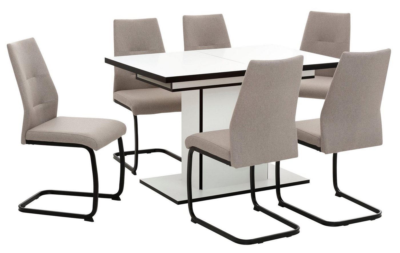 HELA Essgruppe Ariana, Esstisch mit 6 Stühlen, ausziehbarer Küchentisch, (Set, 7-tlg., 1 Tisch ausziehbar / 6 Stühle), Tisch 120-160cm, 6 Stühle mit hoher Belas – Bild 2 von 5