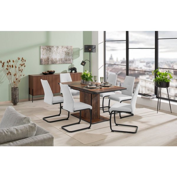 HELA Essgruppe Ariana, Esstisch mit 6 Stühlen, ausziehbarer Küchentisch, (Set, 7-tlg., 1 Tisch ausziehbar / 6 Stühle), Tisch 120-160cm, 6 Stühle mit hoher Belas