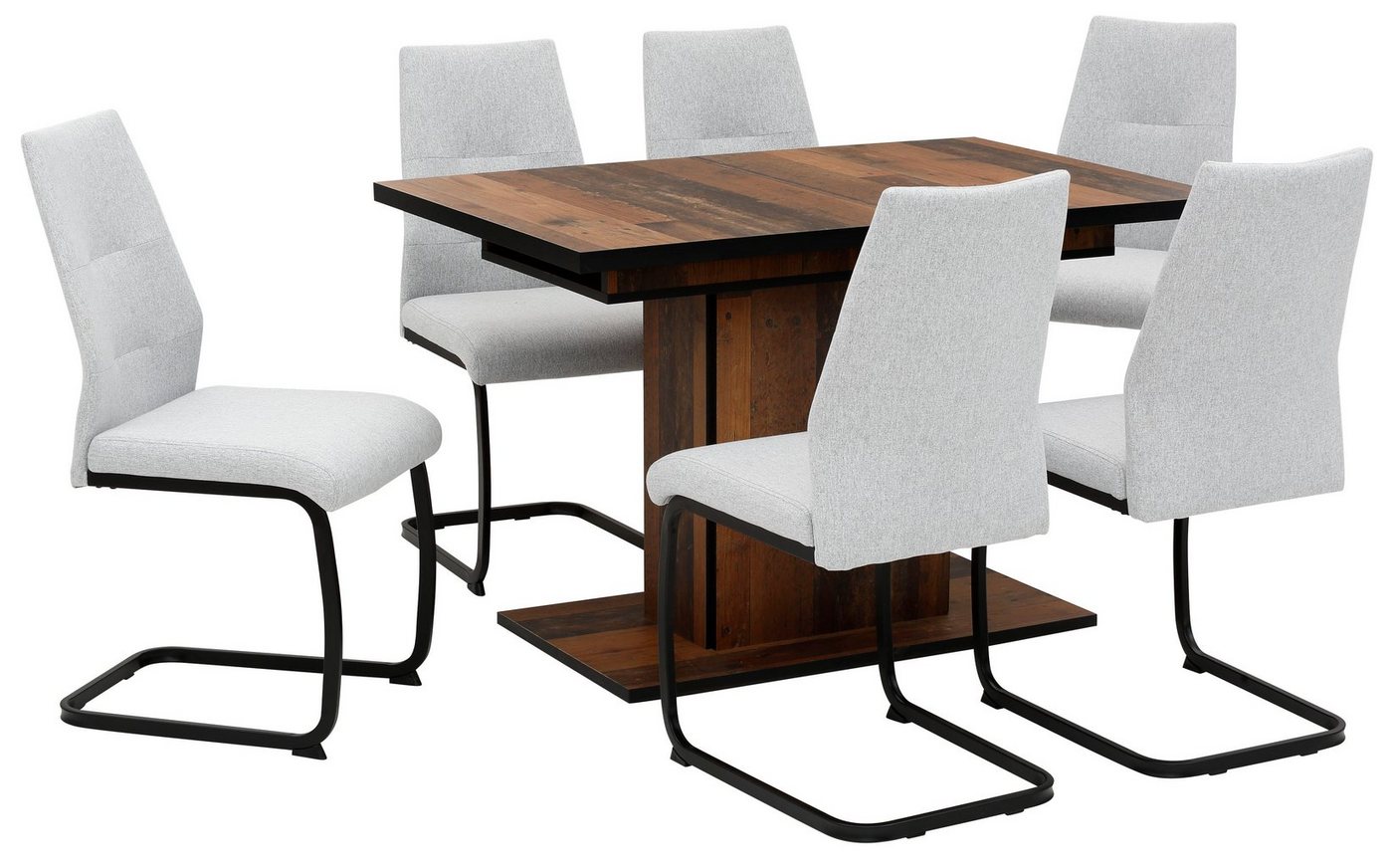 HELA Essgruppe Ariana, Esstisch mit 6 Stühlen, ausziehbarer Küchentisch, (Set, 7-tlg., 1 Tisch ausziehbar / 6 Stühle), Tisch 120-160cm, 6 Stühle mit hoher Belas – Bild 2 von 5