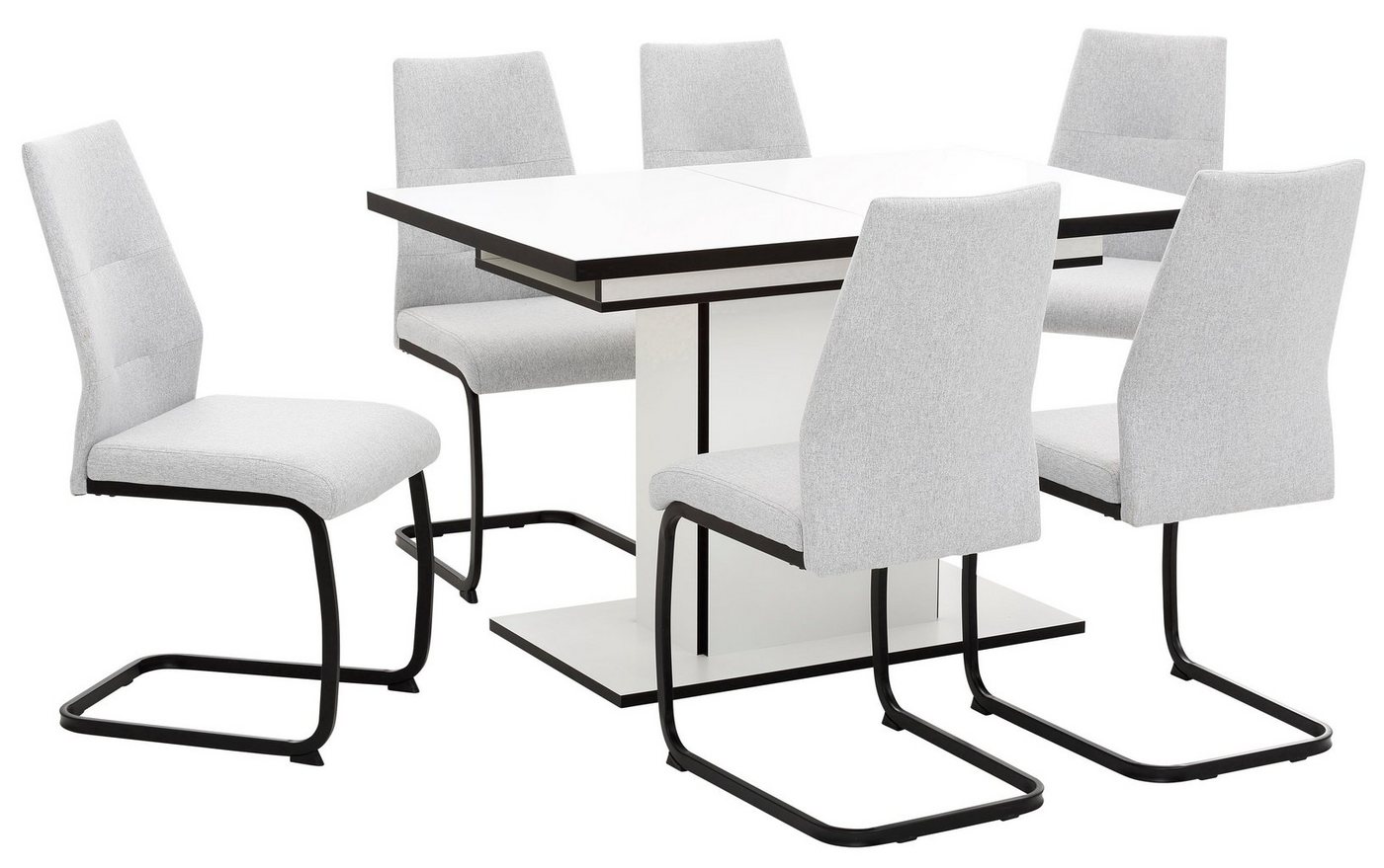 HELA Essgruppe Ariana, Esstisch mit 6 Stühlen, ausziehbarer Küchentisch, (Set, 7-tlg., 1 Tisch ausziehbar / 6 Stühle), Tisch 120-160cm, 6 Stühle mit hoher Belas – Bild 2 von 5