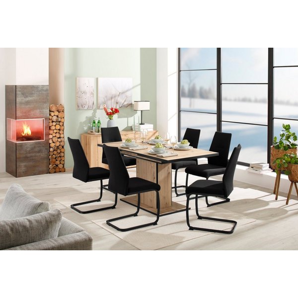 HELA Essgruppe Ariana, Esstisch mit 6 Stühlen, ausziehbarer Küchentisch, (Set, 7-tlg., 1 Tisch ausziehbar / 6 Stühle), Tisch 120-160cm, 6 Stühle mit hoher Belas