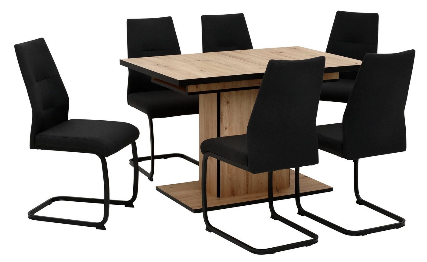 HELA Essgruppe Ariana, Esstisch mit 6 Stühlen, ausziehbarer Küchentisch, (Set, 7-tlg., 1 Tisch ausziehbar / 6 Stühle), Tisch 120-160cm, 6 Stühle mit hoher Belas – Bild 2 von 5