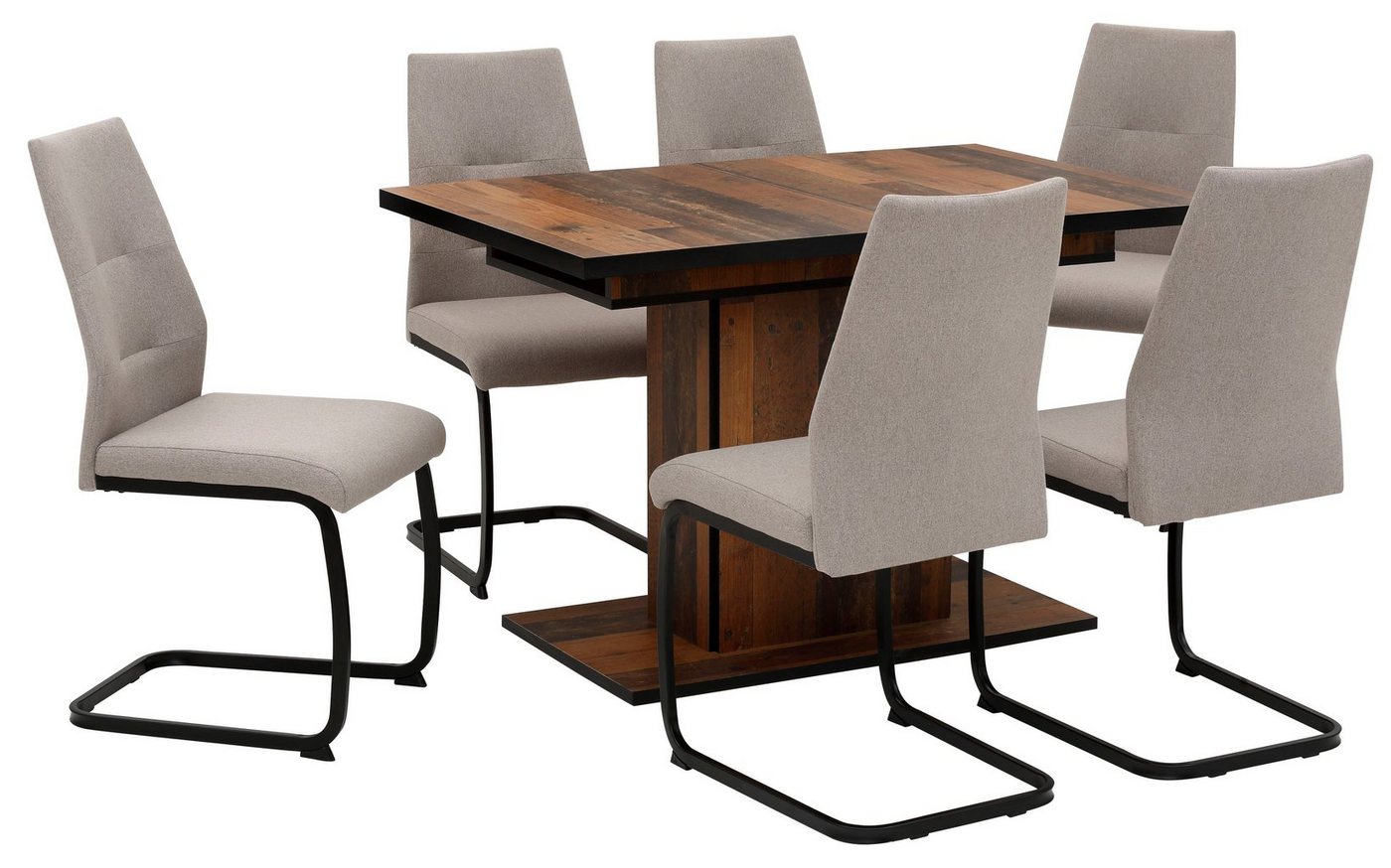 HELA Essgruppe Ariana, Esstisch mit 6 Stühlen, ausziehbarer Küchentisch, (Set, 7-tlg., 1 Tisch ausziehbar / 6 Stühle), Tisch 120-160cm, 6 Stühle mit hoher Belas – Bild 2 von 5