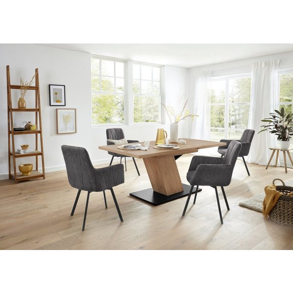 HELA Essgruppe GESA, (5-tlg., 1 Tisch / 4 Stühle), Tischplatte ausziehbar, Stuhl 360 Grad drehbar
