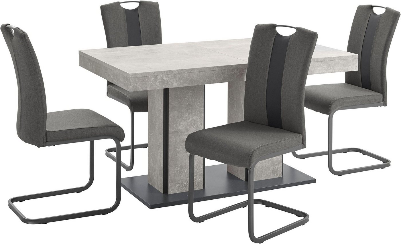 HELA Essgruppe ROSE, (Set, 5-tlg), bestehend aus einem Tisch 140-180 cm und 4 Stühlen – Bild 2 von 5