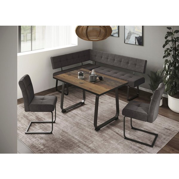 HELA Essgruppe RUHR, (4-tlg), Kufentisch 140x90 cm, Schwingstuhl und Bank mit Federkorb, Komfortsitz