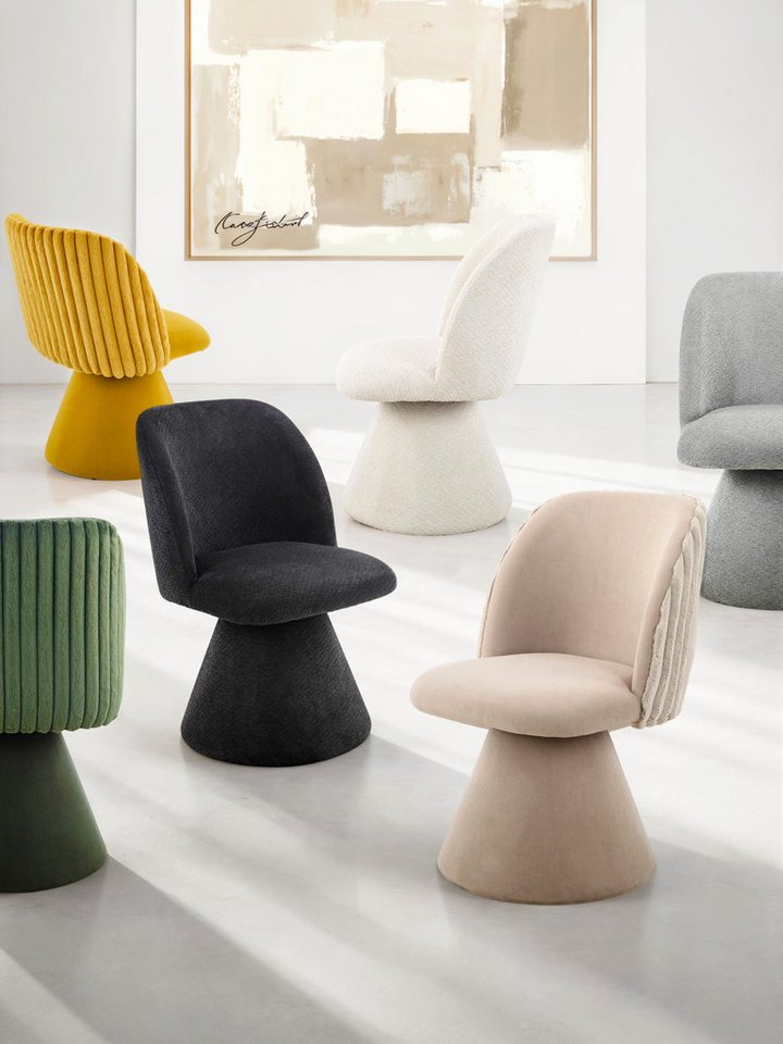 HELA Esszimmerstuhl BARI I Drehstuhl (Set, 2 St), 360° drehbar, Polsterfuß, Materialkombi, Außen Felloptik Innen Velvet – Bild 2 von 5