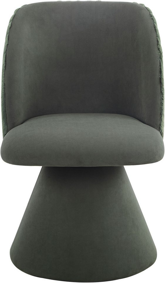 HELA Esszimmerstuhl BARI I Drehstuhl (Set, 2 St), 360° drehbar, Polsterfuß, Materialkombi, Außen Felloptik Innen Velvet – Bild 4 von 5