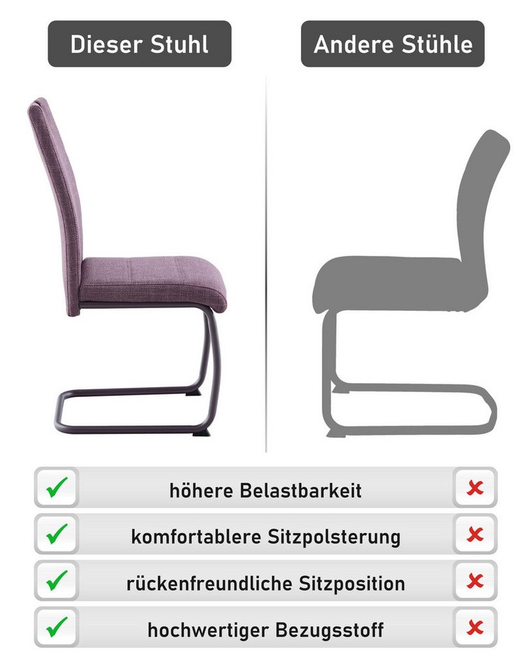 HELA Freischwinger FLORENZ (Set, 4 St), Rundrohrgestell Matching Colour, gepolstert, mit Griff – Bild 4 von 5