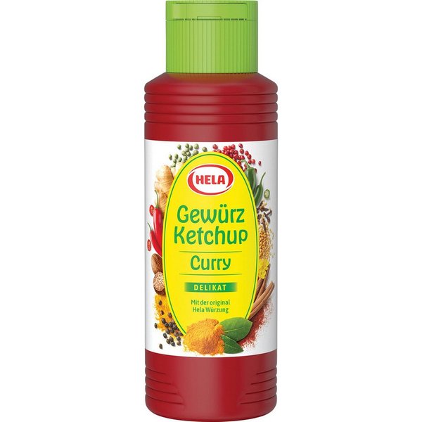 HELA Saucen, Hela Gewürz Ketchup Curry delikat mit dem grünen Deckel 300ml