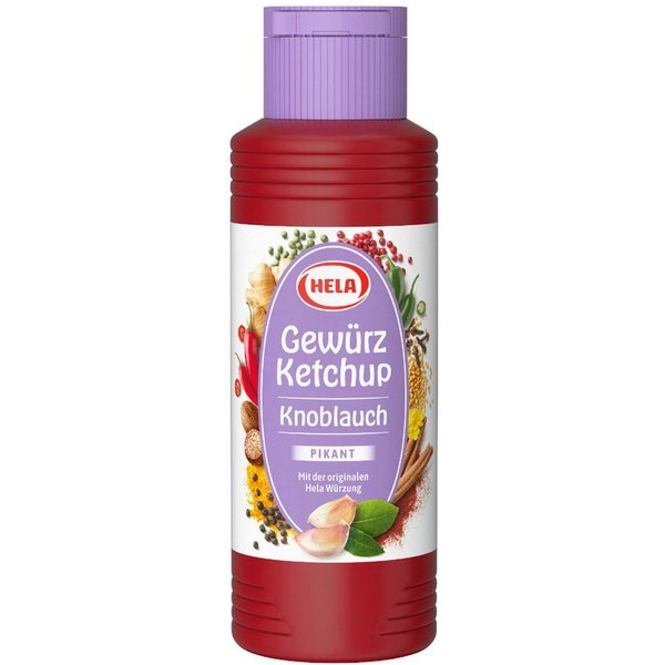 HELA Saucen, Hela Gewürz Ketchup Knoblauch pikant würziger Geschmack Flasche 300ml