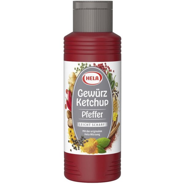 HELA Saucen, Hela Gewürz Ketchup Pfeffer leicht scharf pikant Packung 300ml