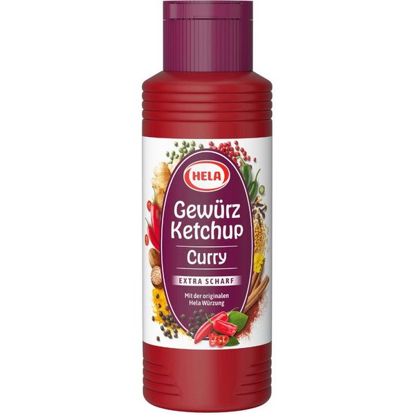 HELA Saucen, Hela Gewürz Ketchup Curry extra scharf feiner Geschmack Flasche 300ml