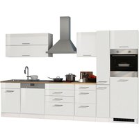 HELD Küchenzeile Mailand 220-390cm (inkl.E-Geräte/ohne Kühlschrank, Hochglanz-weiß/eiche sonoma, 330 cm)