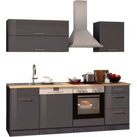 HELD Küchenzeile Mailand 220-390cm (inkl. E-Geräte, Hochglanz-grau/eiche sonoma, 220 cm)