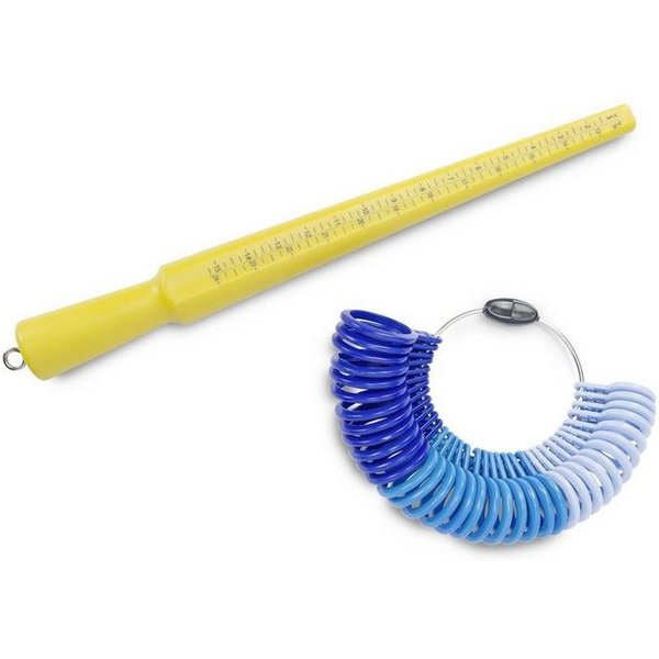 HELI Ringmaß Schmuck Geschenk Fingerringe - Ringgröße ermitteln (Set, 2-tlg), und Ringstock - Lieferung in unterschiedlichen Farben möglich