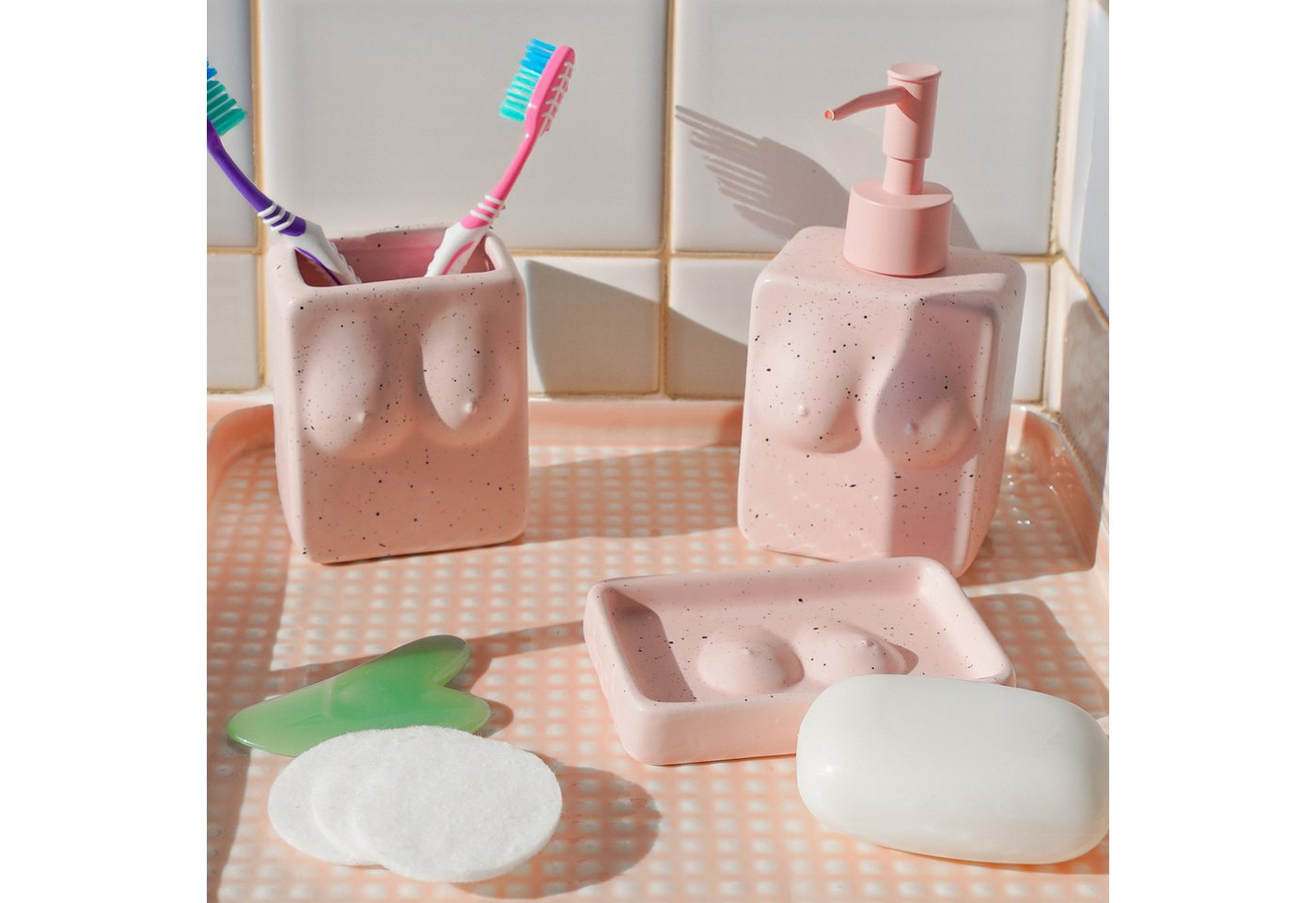 Helio Ferretti Schmuckablage Tits (Keramik, 1 St., rosa, handbemalt), ca. 12 x 8 x 2 cm, auch als Seifenablage nutzbar – Bild 3 von 4