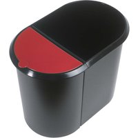 Helit Abfall-Sortiersystem "Duo" mit Deckel rot, 20 l + 9 l
