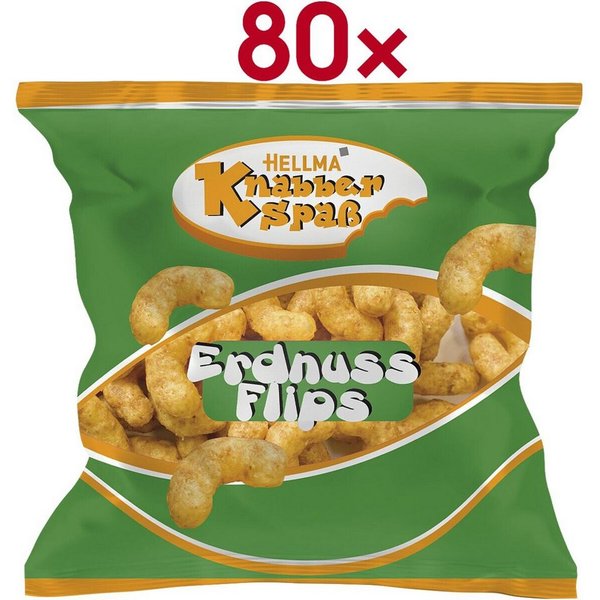 Hellma Knabberei, Erdnussflips, 80 Portionspackungen