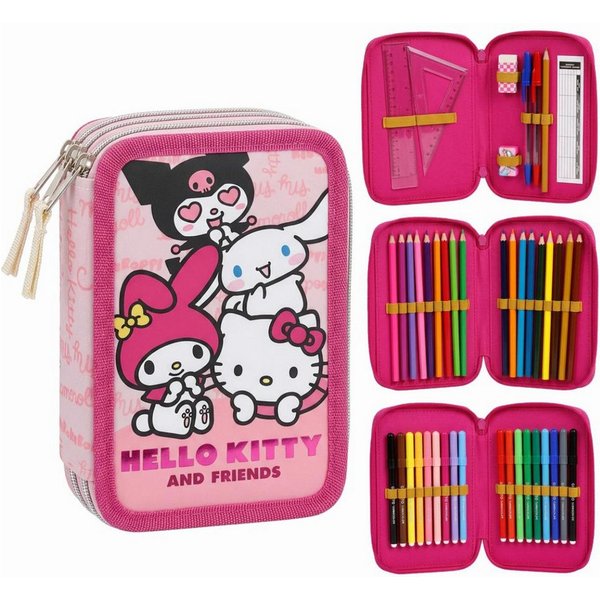 Hello Kitty Federmäppchen Gefüllte Kinder Schüleretui mit Zubehör 2 Fächer, (Packung)