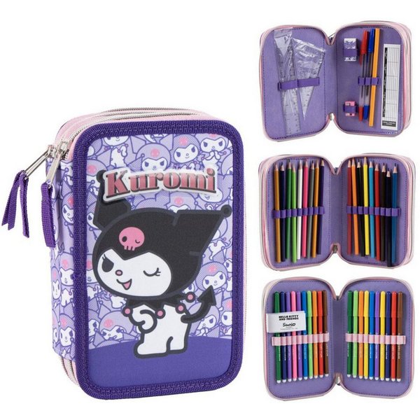 Hello Kitty Federmäppchen Kuromi Pencil Case für Kinder Schulset 13 × 7 × 20 cm, (Federmappe, 1-tlg), Leicht zu transportieren