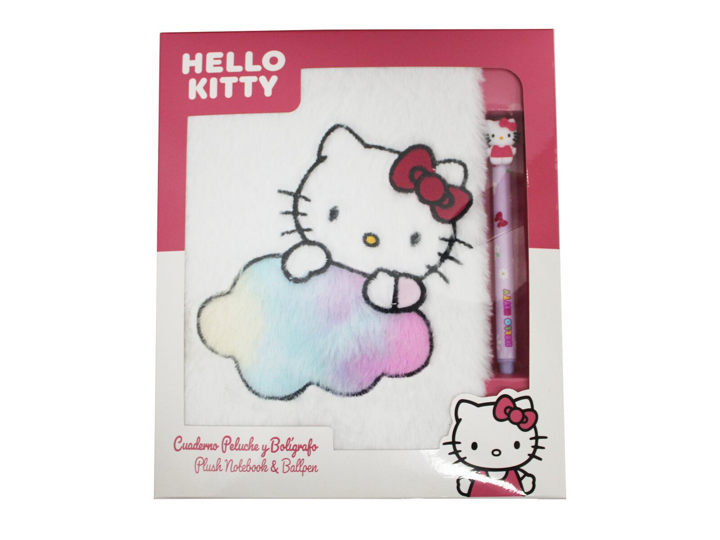 Hello Kitty Notizbuch - Plüsch Set mit radierbarem Gelstift Schreibset – Bild 2 von 5
