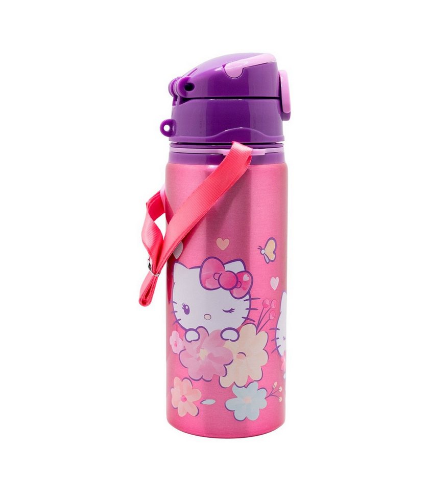 Hello Kitty Trinkflasche Kinder Wasserflasche 730 ml mit Druckknopfdeckel und Trageriemen – Bild 2 von 4
