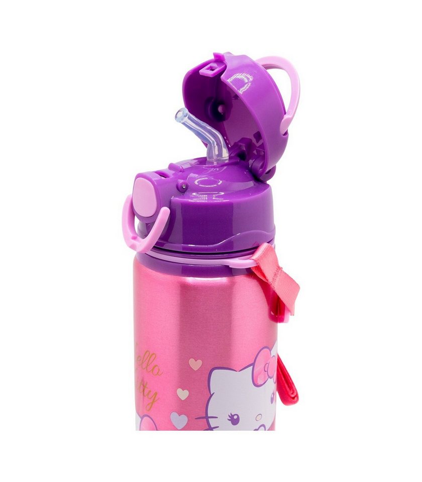 Hello Kitty Trinkflasche Kinder Wasserflasche 730 ml mit Druckknopfdeckel und Trageriemen – Bild 4 von 4