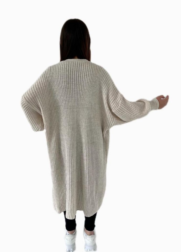 HELLO MISS Longstrickjacke Modisch Maxi Strickjacke mit aufgesetzten Taschen, Cardigan Lang Grober Strick, Bequeme Passform, Vielseitig kombinierbar – Bild 2 von 5