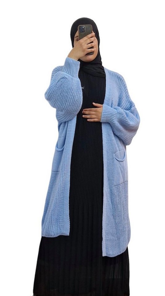 HELLO MISS Longstrickjacke Modisch Maxi Strickjacke mit aufgesetzten Taschen, Cardigan Lang Grober Strick, Bequeme Passform, Vielseitig kombinierbar – Bild 2 von 5