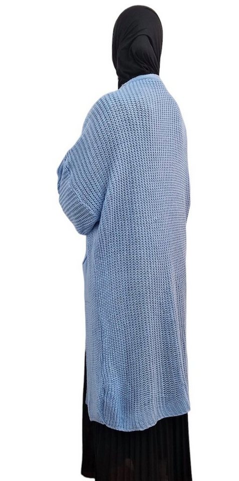 HELLO MISS Longstrickjacke Modisch Maxi Strickjacke mit aufgesetzten Taschen, Cardigan Lang Grober Strick, Bequeme Passform, Vielseitig kombinierbar – Bild 3 von 5