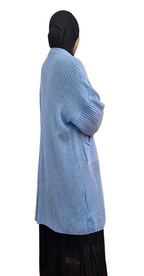 HELLO MISS Longstrickjacke Modisch Maxi Strickjacke mit aufgesetzten Taschen, Cardigan Lang Grober Strick, Bequeme Passform, Vielseitig kombinierbar – Bild 5 von 5
