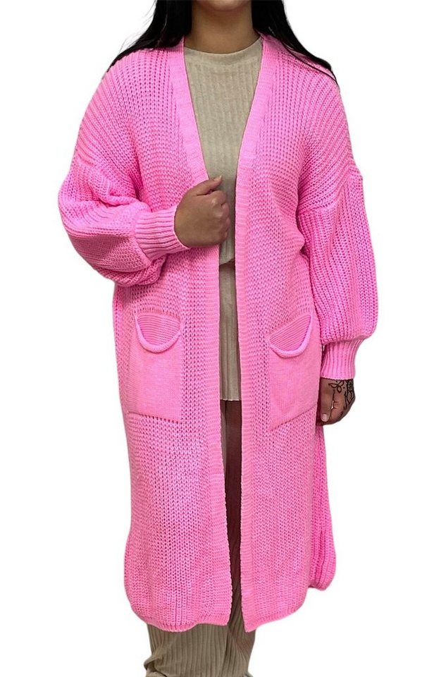 HELLO MISS Longstrickjacke Modisch Maxi Strickjacke mit aufgesetzten Taschen, Cardigan Lang Grober Strick, Bequeme Passform, Vielseitig kombinierbar – Bild 3 von 3