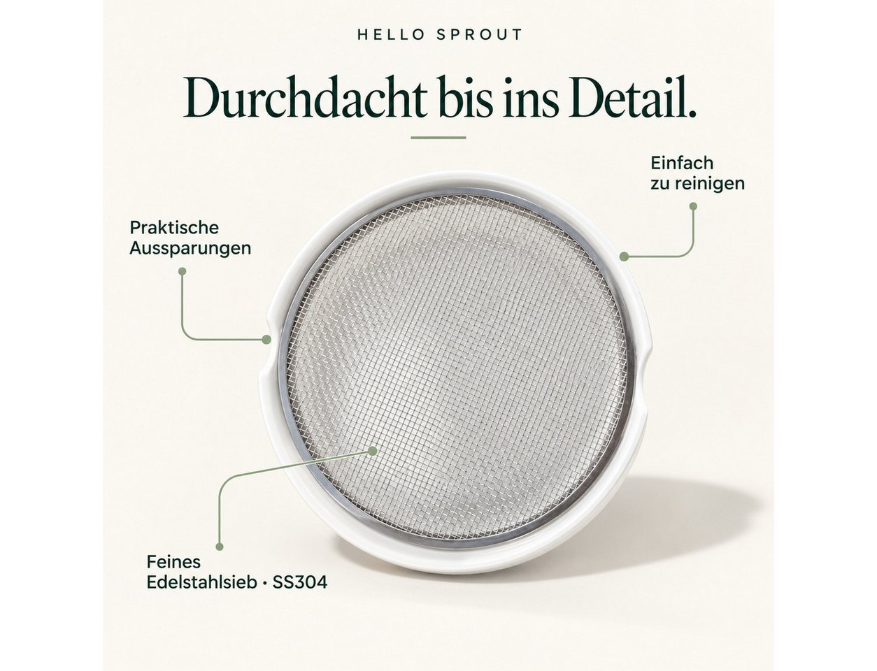 Hellosprout Anzuchttopf Kresse Anzuchtschalen, Keimschalen mit 2 x Kressesieb, Hochwertige (Anzuchtschale, Keimschale mit 2x Edelstahl Sieb, 2 St., Für Kresse & – Bild 2 von 5