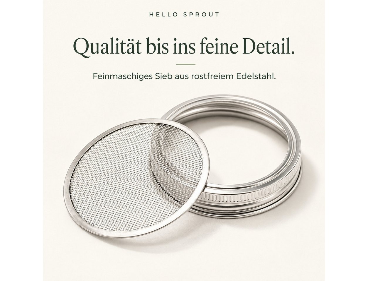 Hellosprout Anzuchttopf Sprossenglas, Keimglas Set, Sprossengläser 2 x 1000 ml (Sprossen Anzuchtset, Keimglas für Sprossen), Extragroße Öffnung und rostfreier E – Bild 3 von 5