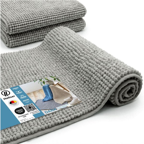 HELLSER Badematte DANA - Badezimmerteppich rutschfest & waschbar - Chenille, rutschhemmend beschichtet, fußbodenheizungsgeeignet, schnell trocknend, Polyester, 