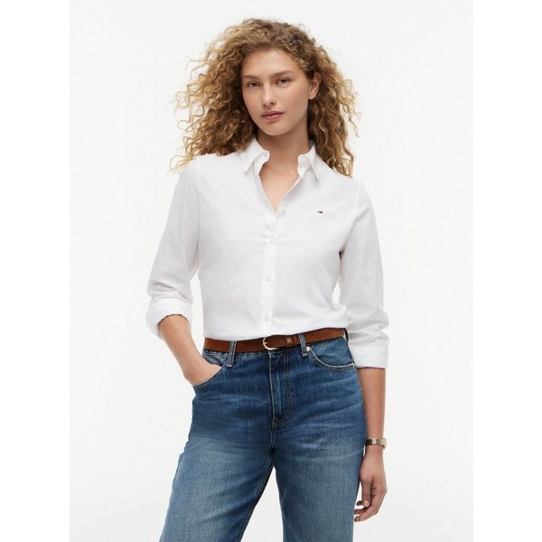 Tommy Hilfiger Hemdbluse STRETCH REGULAR LS SHIRT mit gesticktem Tommy Hilfiger Logo, Regular Fit