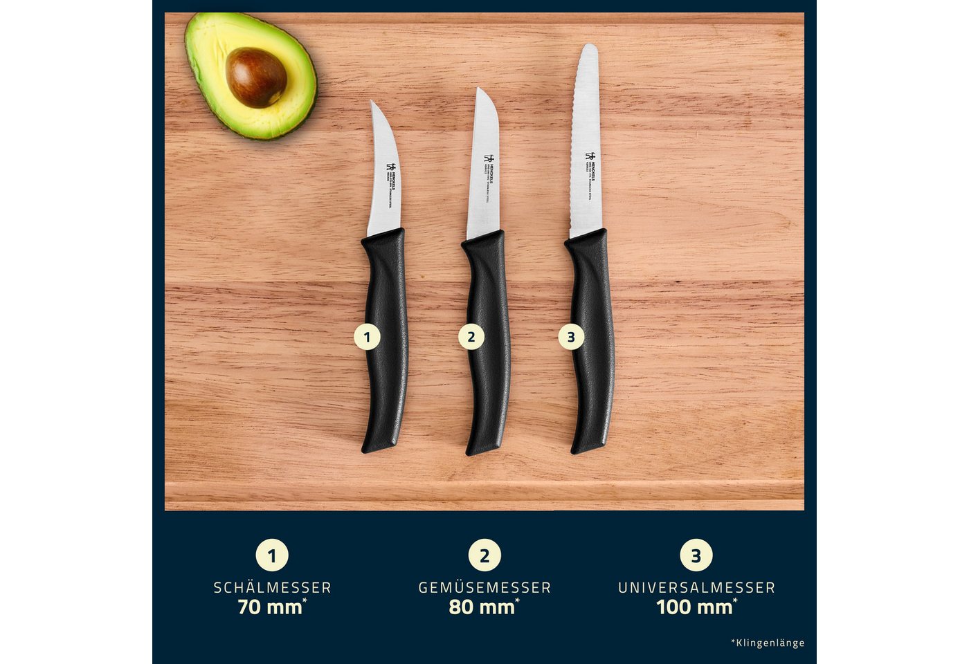 HENCKELS by ZWILLING Messer-Set Kitchen Elements (Set, 3-tlg), Rostfreier Klingenstahl, Ergonomische Griffe – Bild 3 von 5